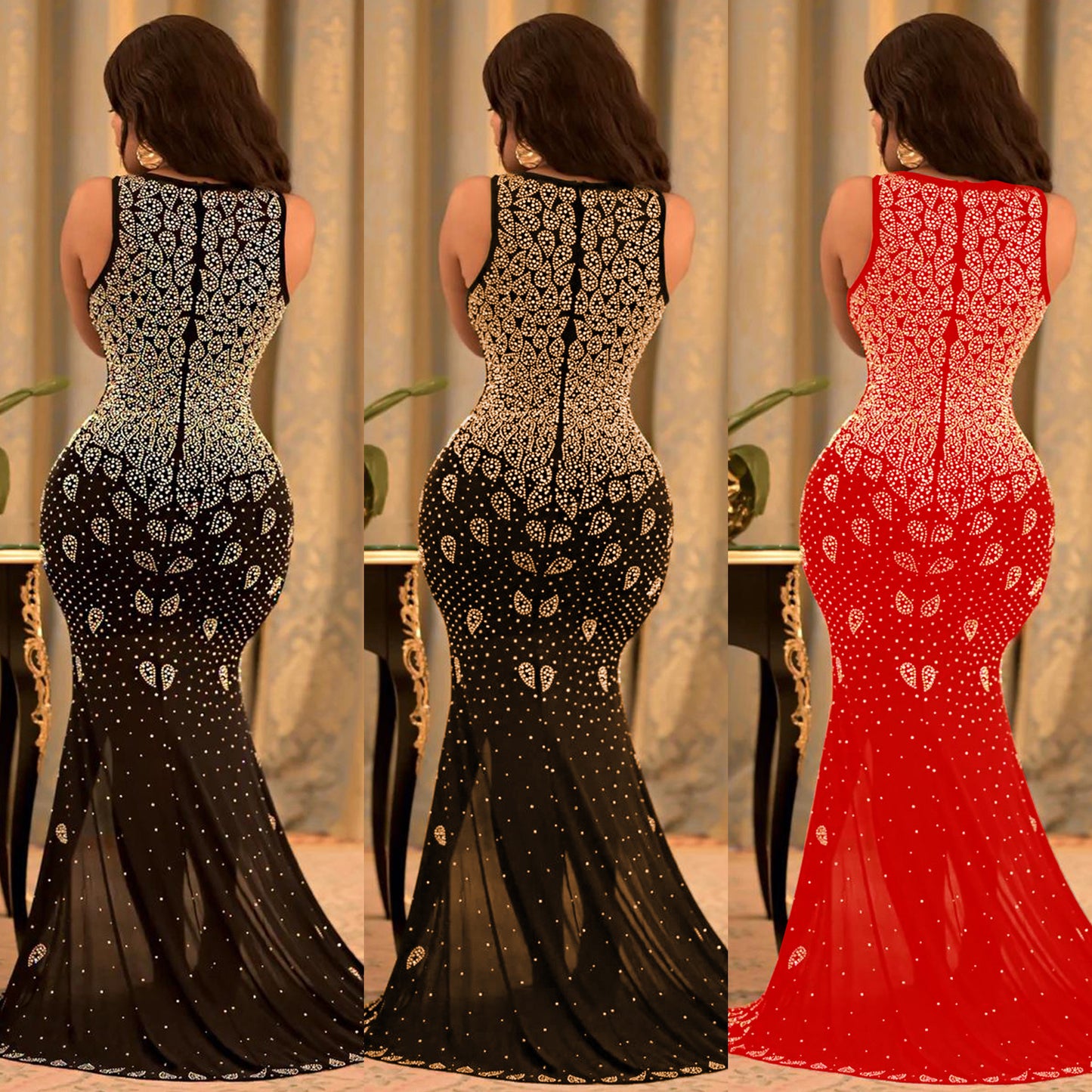 Robe de soirée élégante pour femme avec décolleté plongeant Chic und Stil