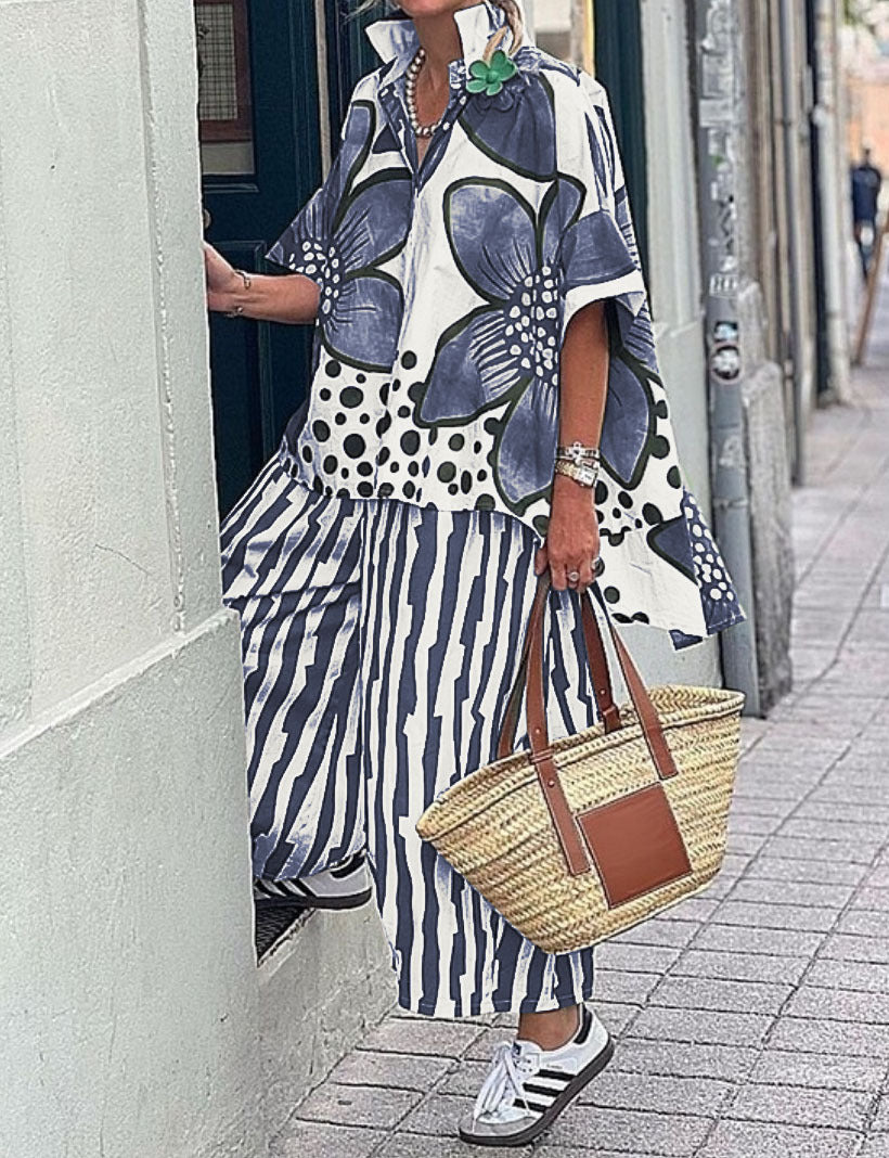 Chemisier oversized pour dames avec motif floral et coupe élégante Chic und Stil