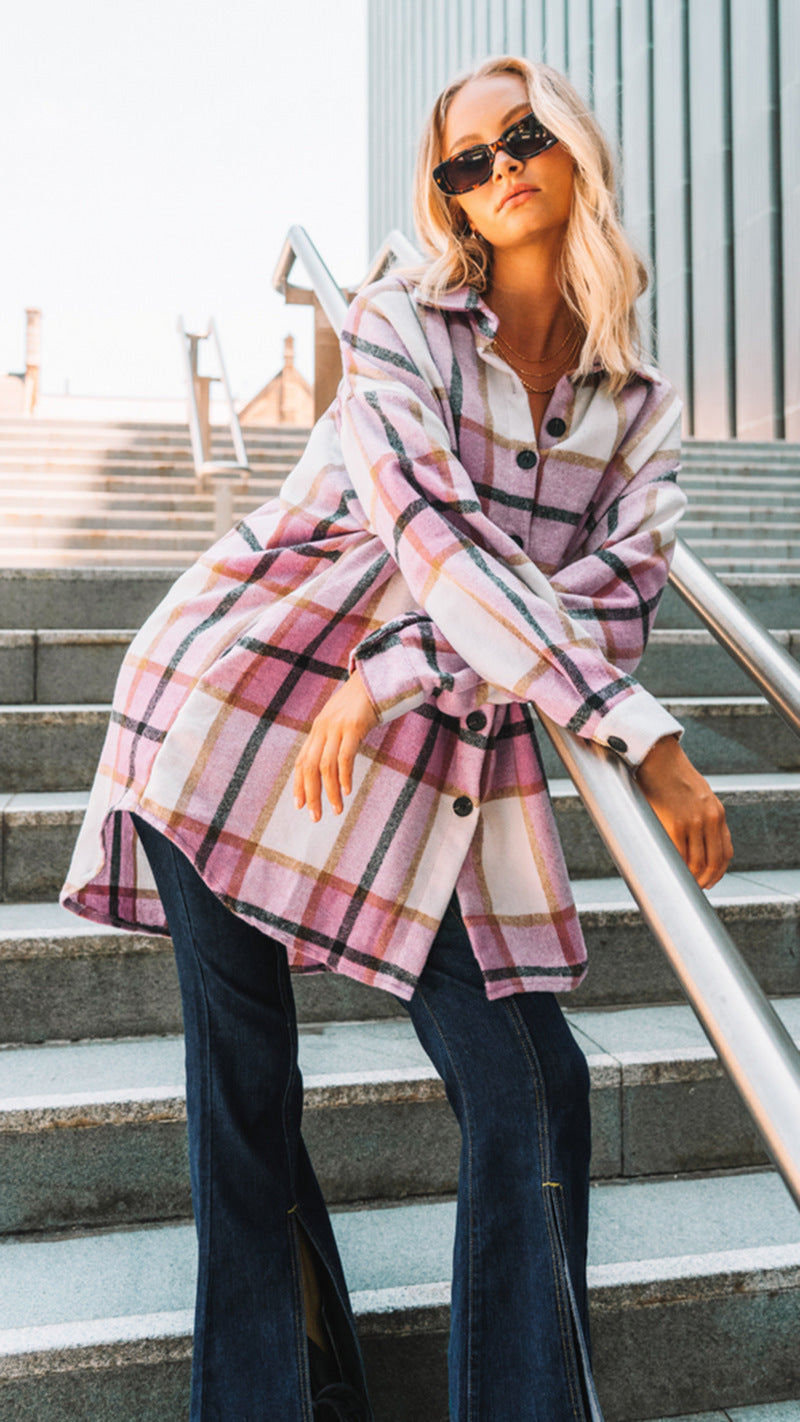 Chemise en flanelle pour femmes avec motif à carreaux et coupe décontractée Chic und Stil