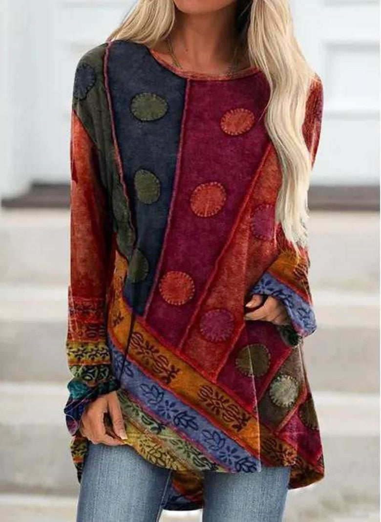 Chemise à manches longues décontractée pour femmes avec motif coloré Chic und Stil