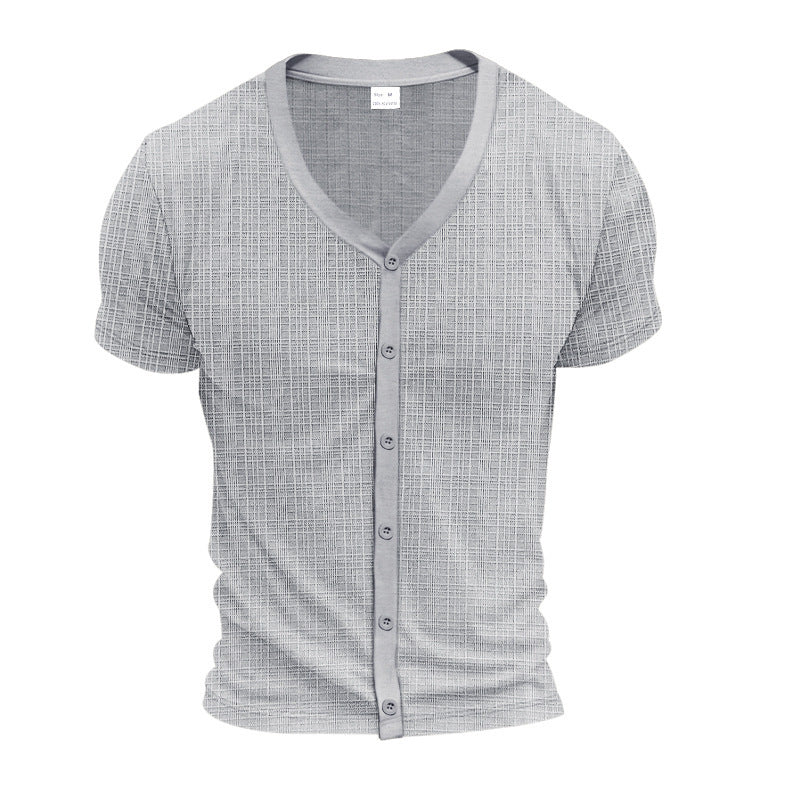 Chemise courte à manches courtes décontractée pour hommes avec patte de boutonnage et design texturé Chic und Stil