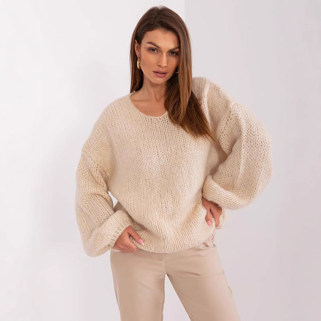 Pull en maille surdimensionné confortable pour dames avec des manches volumineuses et un design texturé Chic und Stil