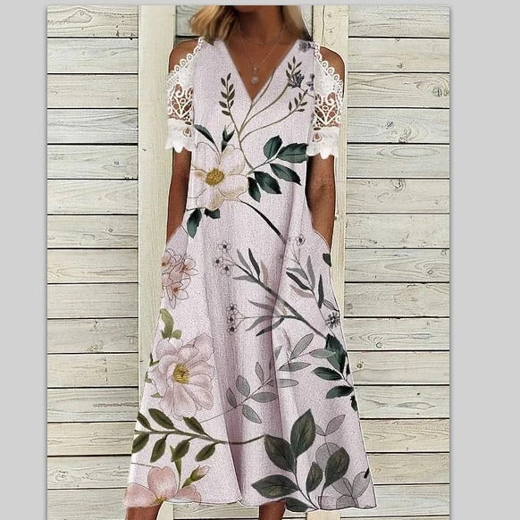 Robe maxi femme avec dentelle et accents floraux Chic und Stil