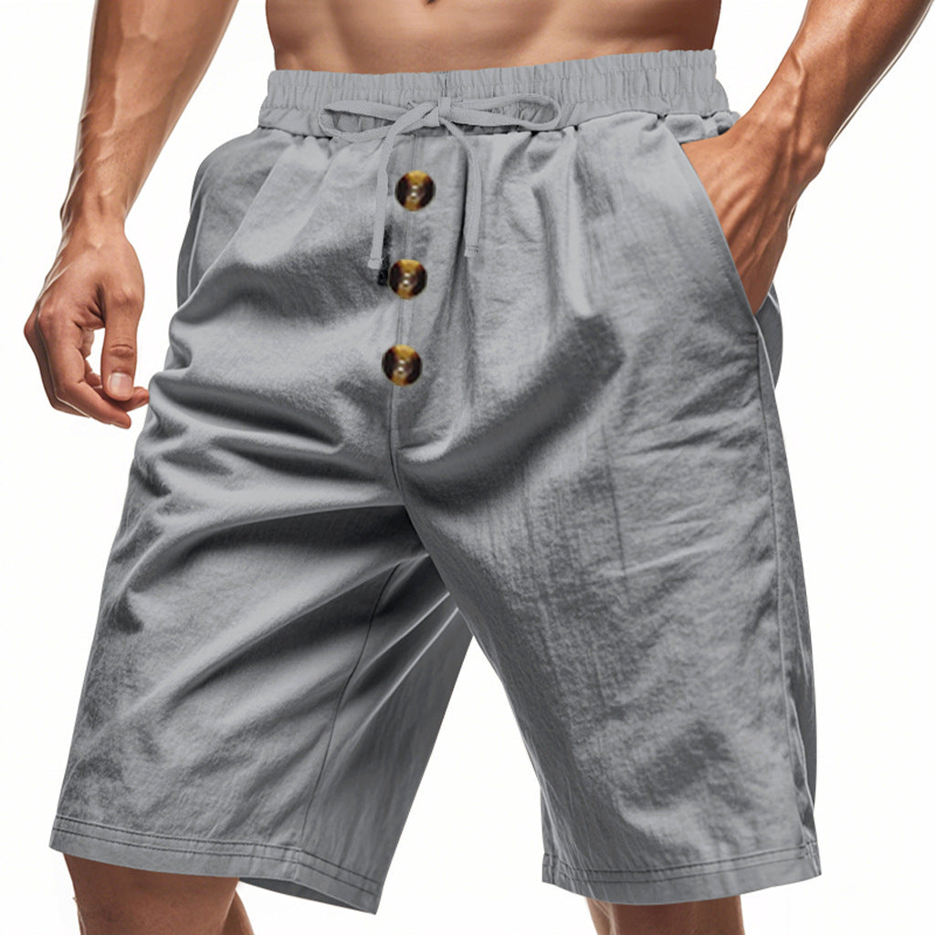 Shorts d'été légers pour hommes avec taille élastique et détails de bouton pratiques Chic und Stil