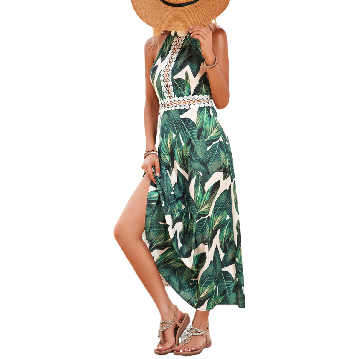 Robe maxi femme avec design sans épaules et accents en dentelle Chic und Stil