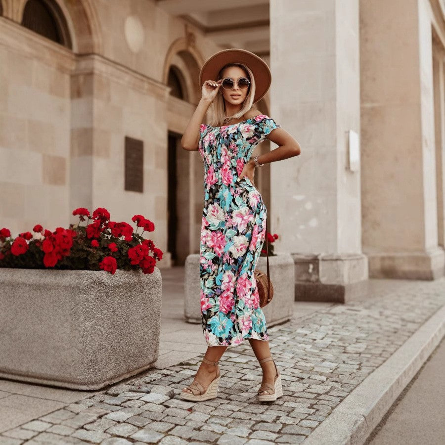 Chic and stylish off shoulder floral maxi dress for women