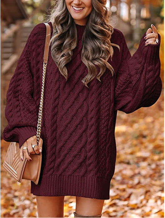 Pull en tricot épais pour femmes avec des manches volumineuses et un motif torsadé décoratif Chic und Stil