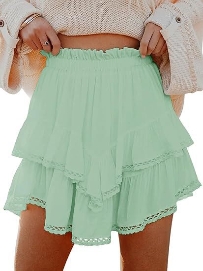 Jupe d'été pour femmes avec des détails voluminueux en dentelle et une taille élastique Chic und Stil