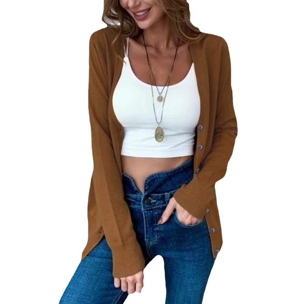 Cardigan décontracté pour femmes avec détails de boutons et élégantes manches longues Chic und Stil