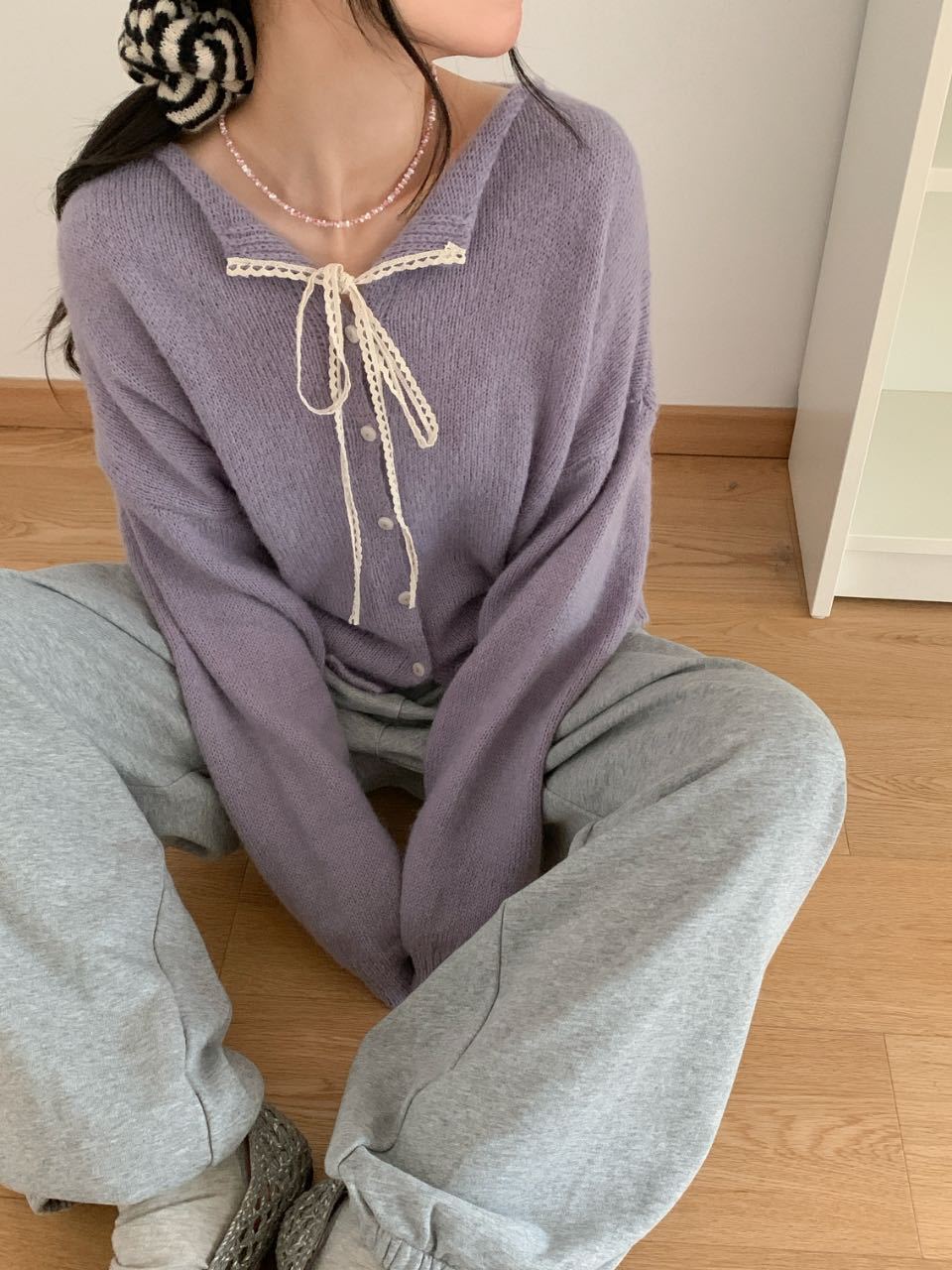 Cardigan en tricot décontracté pour femmes avec cordon de serrage et structure fine Chic und Stil