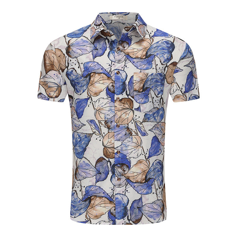 Chemise à manches courtes pour hommes avec des accents floraux et en tissu respirant Chic und Stil