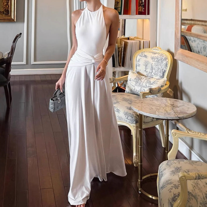 Dames Élégant Robe Maxi avec un détail enroulé de haute qualité et un chic Col Halter Chic und Stil