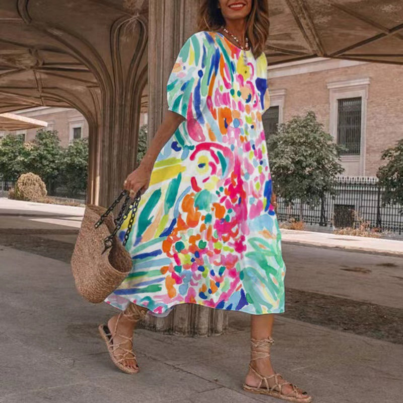 Robe maxi d'été à motifs floraux Chic und Stil pour femmes