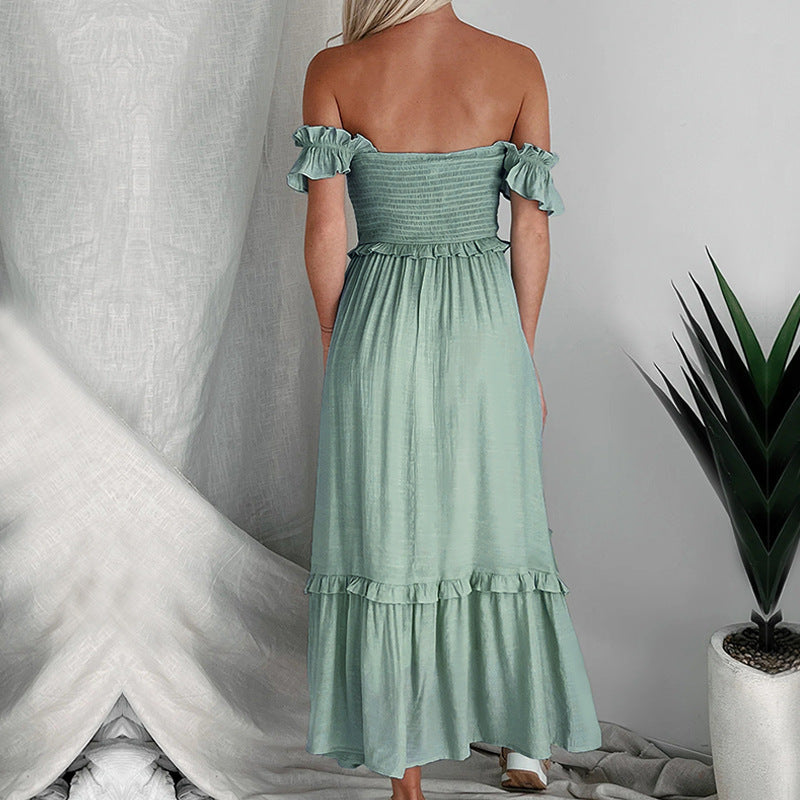 Robe maxi smockée à volants pour femmes Chic und Stil