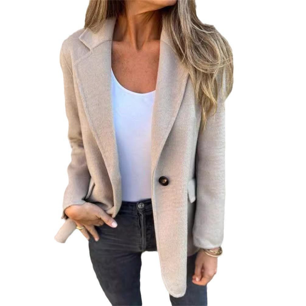 Dames Blazer élégant en tissu polaire chaud avec poches pratiques Chic und Stil