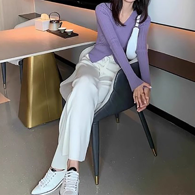 Pull en maille côtelée à dos croisé pour femmes Chic und Stil