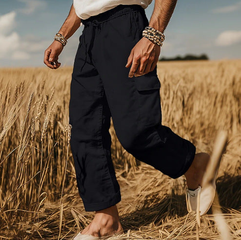 Pantalon cargo pour hommes avec poches polyvalentes et taille élastique Chic und Stil