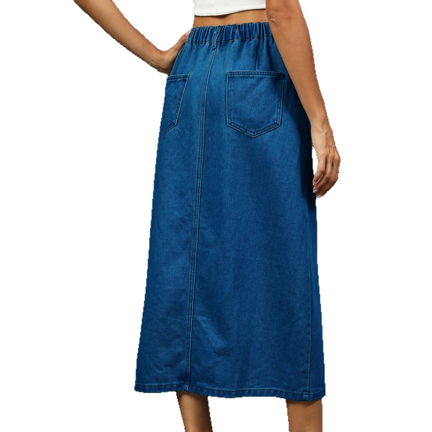 Jupe maxi en denim pour femme avec fente latérale et détails de bouton Chic und Stil