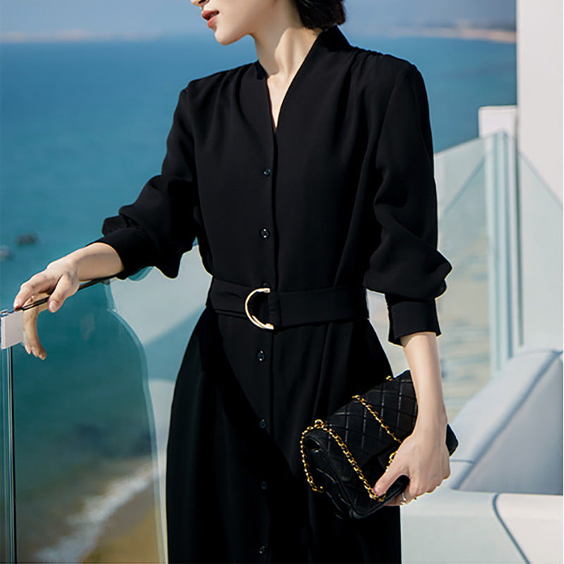 Robe midi élégante pour femme avec ceinture Chic und Stil