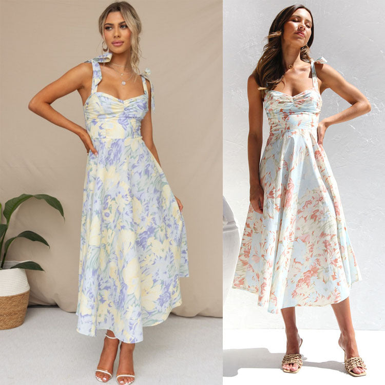 Robe midi à liens floraux Chic und Stil pour femmes