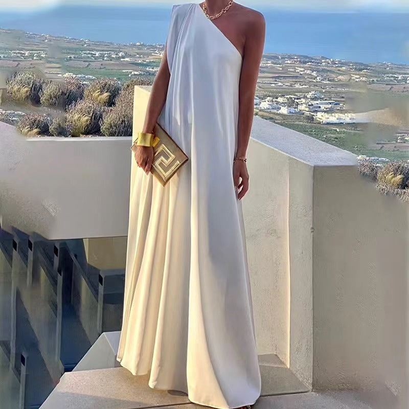 Robe maxi à épaule unique Chic und Stil pour femmes