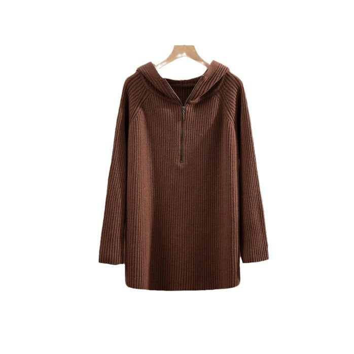 Robe à capuche en tricot côtelé confortable pour femmes Chic und Stil