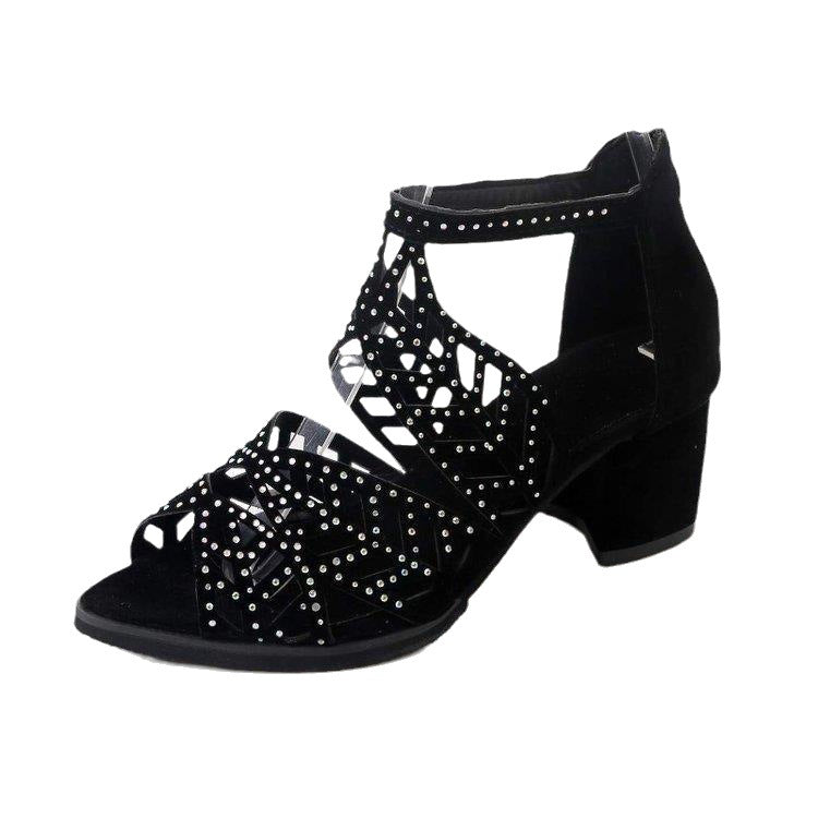Sandales pour femmes en strass glamour avec talon block Chic und Stil
