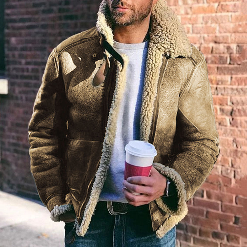 Veste en cuir pour hommes avec doublure chaude et poches pratiques Chic und Stil