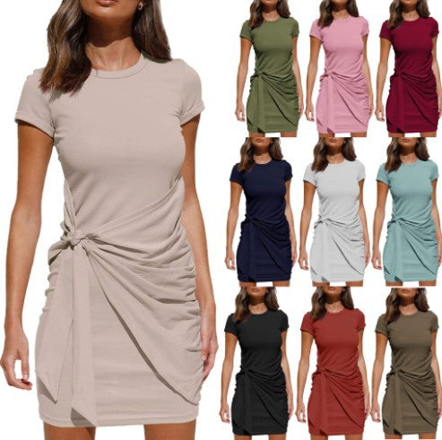 Robe T-Shirt drapée de loisirs pour femmes Chic und Stil