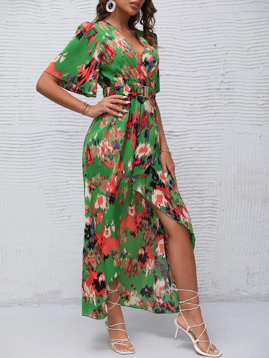 Women's Bohemian Floral Maxi Dress with Side Slit Chic und Stil