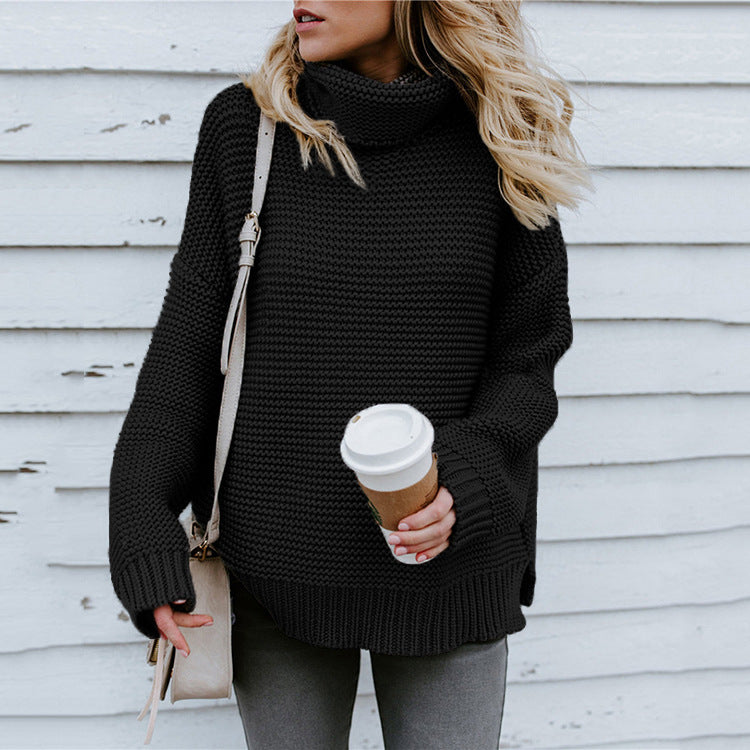Pull en grosse maille pour femmes avec col montant et coupe décontractée Chic und Stil