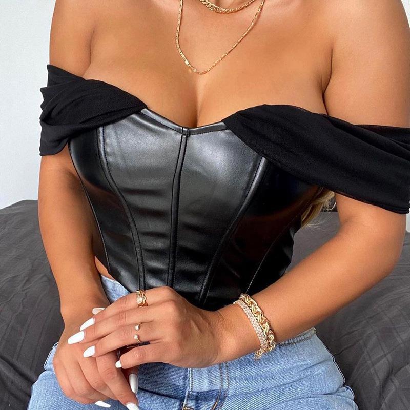 Haut de corset pour femmes à design sans épaule avec des détails de volants raffinés Chic und Stil