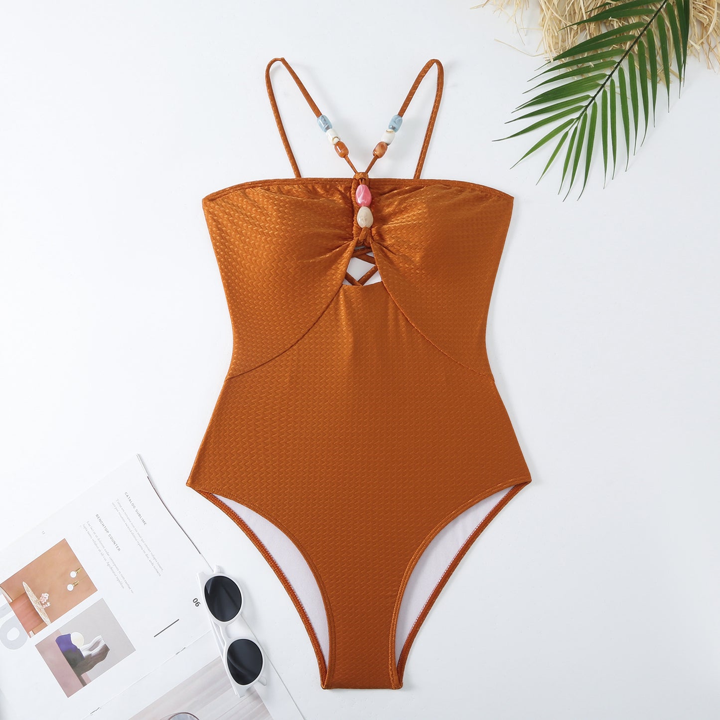 Maillot de bain une pièce pour femmes avec des accents en perles décoratives et une élégante jupe maxi Chic und Stil