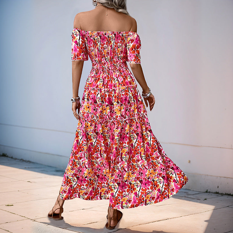 Robe maxi off-shoulder pour dames avec design de volants en couches Chic und Stil