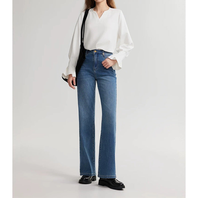 Blouse Femme Élégante à Manches Longues V-Cou Chic und Stil
