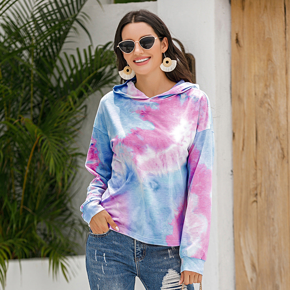 Pull à capuche décontracté pour femmes avec un design moderne Tie-Dye Chic und Stil