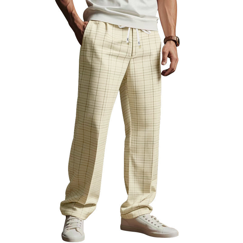 Pantalon à carreaux décontracté pour hommes avec taille élastique et cordon de serrage réglable Chic und Stil