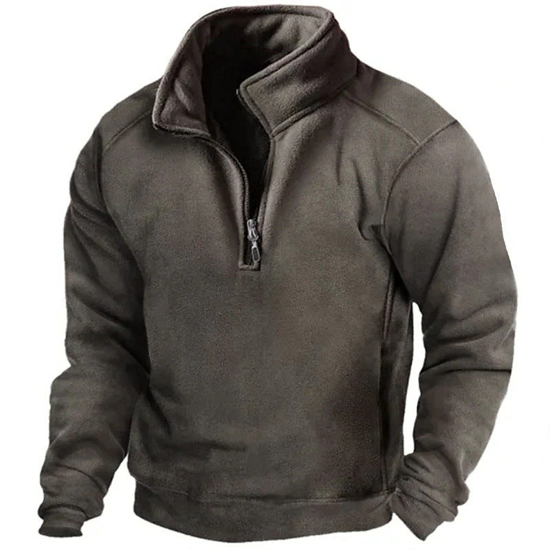 Pull-over Fleece pour hommes avec col haut et fermeture éclair pratique Chic und Stil