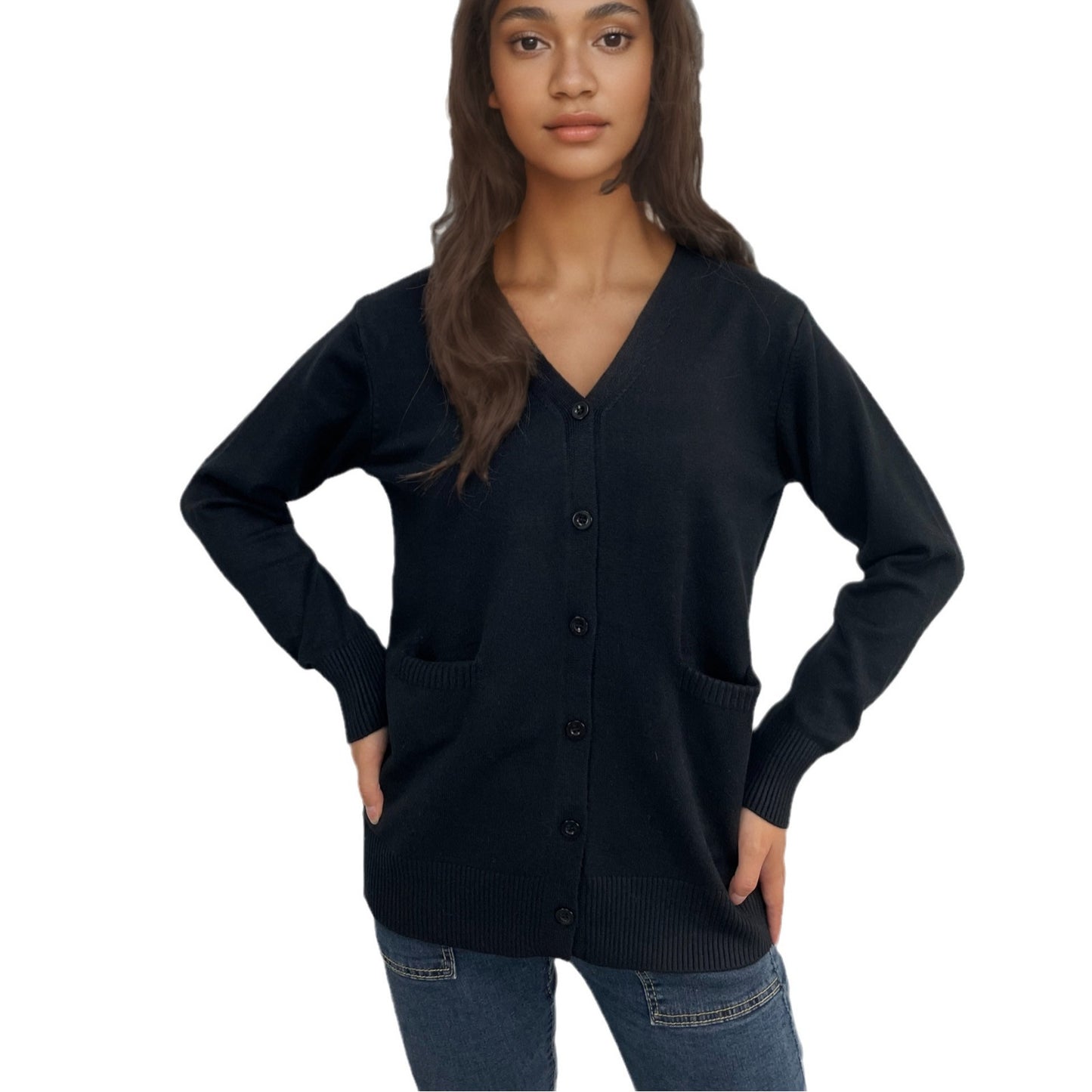 Cardigan en tricot pour dames avec détails de boutons et poches profondes Chic und Stil