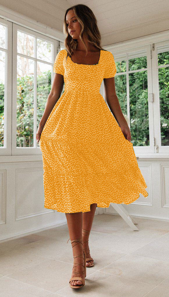 Robe midi à fleurs à volants pour femme Chic und Stil