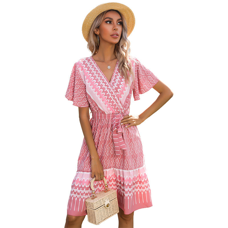 Robe midi enveloppante pour femmes avec motifs décoratifs Chic und Stil