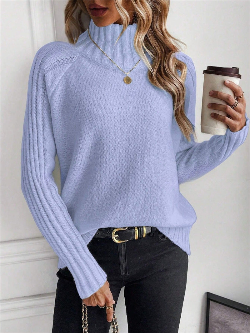 Pull femme avec col montant moderne et design en ribbes structuré Chic und Stil