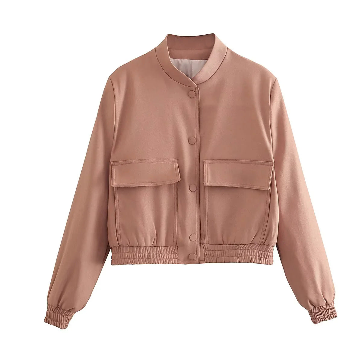Casual cropped jacket for women with practical pockets and elastic hem Chic und Stil