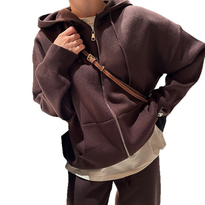 Oversized casual hooded sweatshirt set for women and wide pants Chic und Stil