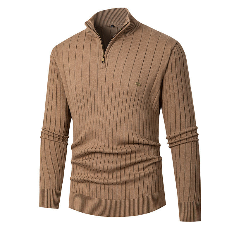 Pull homme tendance avec fermeture éclair et design en fine côtes Chic und Stil