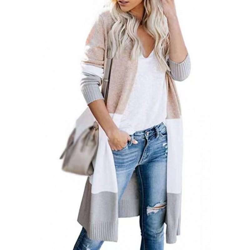 Cardigan en tricot décontracté pour femmes avec des détails modernes en blocs de couleur et des manches longues Chic und Stil