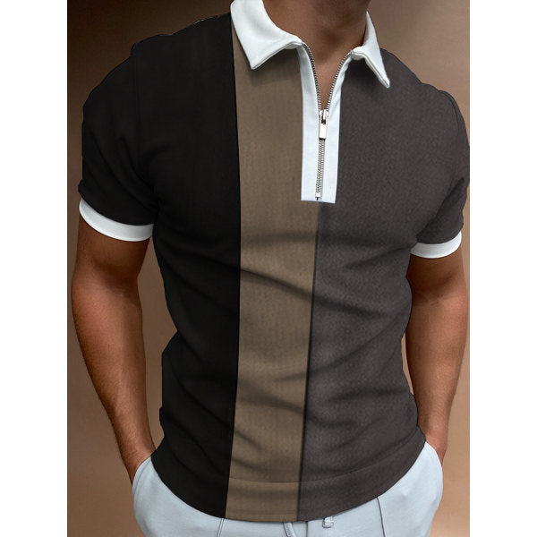 Chemise polo zippée à blocs de couleur pour hommes Chic und Stil