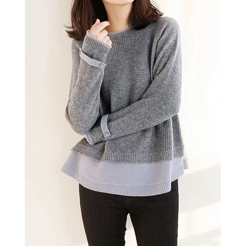 Pull en tricot texturé superposé pour femmes Chic und Stil