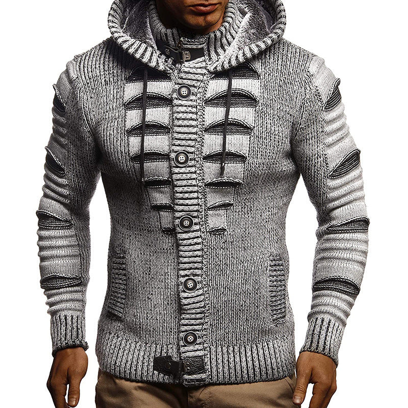 Veste en tricot pour hommes avec capuche et détails décoratifs des boutons Chic und Stil