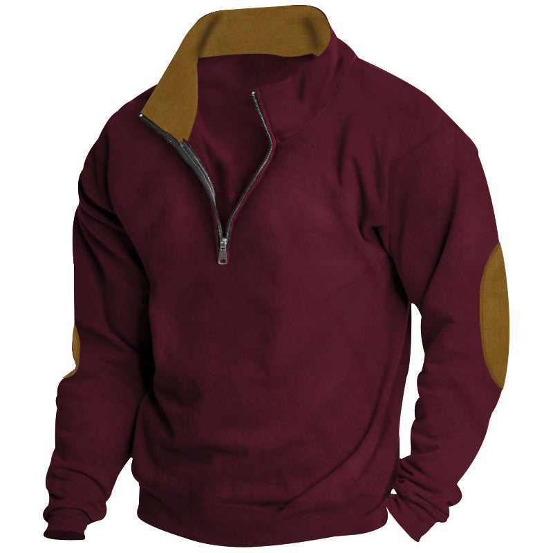 Pull confortable pour hommes avec demi-fermeture éclair et élégants patchs aux coudes Chic und Stil